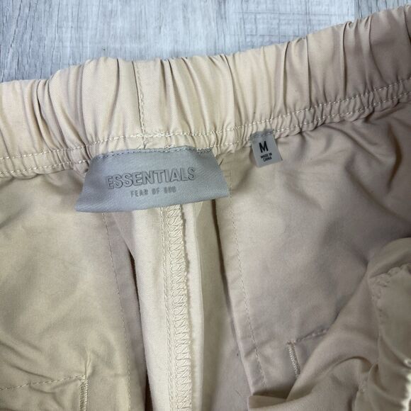 Fear Of God Essentials Relaxed Cotton Trousers Oak Medium Drawstring Wide Leg P - Picture 6 of 11